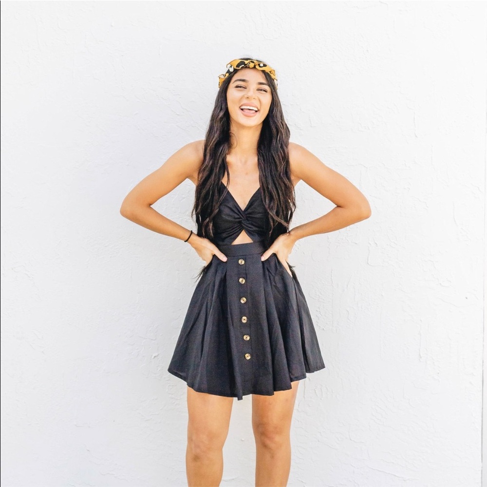 Boutique Black Peephole Button Down Dress